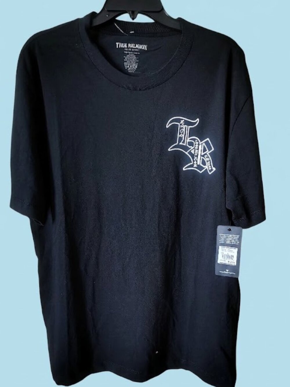 $62 NWT Mens True Religion Size L Color Black 100% Cotton T-Shirt